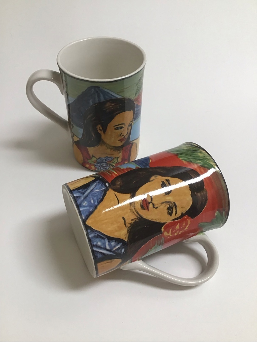 Sango Fantasy Island Coffee Mug Tea SET OF 2 Polynesian Girl 4875 Tropical 1996